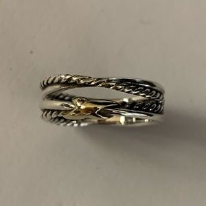 david yurman 925 & 18k single x crossover ring 6.5